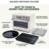 imageGreenPan 13in1 Elite Countertop Convection Oven ampamp Air Fryer PFASFree Ceramic Tray ampamp Pizza Pan Adjustable Racks Multifunction Presets Toaster Bake Broil Roast Proof Dehydrate Oxford BlueCloud Cream