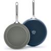 imageGreenPan GP5 Hard Anodized Healthy Ceramic Nonstick 95 ampamp 11 2 Piece Frying Pan Skillet SetHeavy Gauge Scratch ResistantStayFlat Surface Induction Mirror Finish HandleOven SafePFASFree BlueBlue