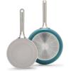 imageGreenPan Nova 8 ampamp 10 2 Piece Frying Pan Skillet Set Oprahs Favorite Things 2024 Induction Suitable PFASFree Nontoxic Ceramic Nonstick Dishwasher ampamp Oven Safe Quick Even Heating CreamDeep Teal