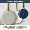 imageGreenPan Reserve Hard Anodized Healthy Ceramic Nonstick 8quot 10quot and 12quot 3 Piece Frying Pan Skillet Set Gold Handle Induction PFASFree Dishwasher Safe Oven Safe Twilight BlueNavy  Taupe  Cream