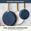 imageGreenPan Reserve Hard Anodized Healthy Ceramic Nonstick 8quot 10quot and 12quot 3 Piece Frying Pan Skillet Set Gold Handle Induction PFASFree Dishwasher Safe Oven Safe Twilight BlueTwilight Blue