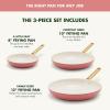 imageGreenPan Reserve Hard Anodized Healthy Ceramic Nonstick 8quot 10quot and 12quot 3 Piece Frying Pan Skillet Set Gold Handle PFASFree Dishwasher Safe Oven Safe TaupeCoral