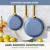 imageGreenPan Reserve Hard Anodized Healthy Ceramic Nonstick 8quot 10quot and 12quot 3 Piece Frying Pan Skillet Set Gold Handle PFASFree Dishwasher Safe Oven Safe TaupeOcean Blue