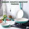 imageGreenPan Rio Hard Anodized Healthy Ceramic Nonstick 7quot 95quot and 11quot 3 Piece Frying Pan Skillet Set Soft Grip Handle PFASFree Dishwasher Safe Oven Safe Oxford BlueTurquoise