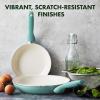 imageGreenPan Rio Hard Anodized Healthy Ceramic Nonstick 7quot 95quot and 11quot 3 Piece Frying Pan Skillet Set Soft Grip Handle PFASFree Dishwasher Safe Oven Safe Oxford BlueTurquoise