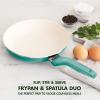imageGreenPan Rio Healthy Ceramic Nonstick 8quot Frying Pan Skillet and Silicone Spatula Set Soft Grip Handle Breaktfast Meal Set PFASFree Dishwasher Safe Oven Safe RedTurquoise