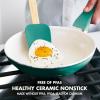 imageGreenPan Rio Healthy Ceramic Nonstick 8quot Frying Pan Skillet and Silicone Spatula Set Soft Grip Handle Breaktfast Meal Set PFASFree Dishwasher Safe Oven Safe RedTurquoise