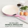 imageGreenPan Rio Healthy Ceramic Nonstick 8quot Frying Pan Skillet and Silicone Spatula Set Soft Grip Handle Breaktfast Meal Set PFASFree Dishwasher Safe Oven Safe RedPink