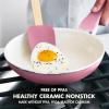 imageGreenPan Rio Healthy Ceramic Nonstick 8quot Frying Pan Skillet and Silicone Spatula Set Soft Grip Handle Breaktfast Meal Set PFASFree Dishwasher Safe Oven Safe RedPink