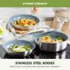 imageGreenPan Treviso 95 and 11 Frying Pan skillet Set NonToxic PFASFree Stainless Steel Ceramic Nonstick Coating Induction Suitable Multi Clad Pouring Rims Dishwasher ampamp Oven Safe to 60010 Piece Cookware Pots and Pans Set
