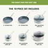 imageGreenPan Treviso 95 and 11 Frying Pan skillet Set NonToxic PFASFree Stainless Steel Ceramic Nonstick Coating Induction Suitable Multi Clad Pouring Rims Dishwasher ampamp Oven Safe to 60010 Piece Cookware Pots and Pans Set