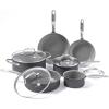 imageGreenPan Chatham Hard Anodized Healthy Ceramic Nonstick 10 Piece Cookware Pots and Pans Set Frying Pan Skillets Saucepans Saute Pan Stockpot Lids PFAS ampamp PFOAFree Dishwasher ampamp Oven Safe GrayGray