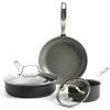 imageGreenPan Chatham Hard Anodized Healthy Ceramic Nonstick 10 Piece Cookware Pots and Pans Set Frying Pan Skillets Saucepans Saute Pan Stockpot Lids PFAS ampamp PFOAFree Dishwasher ampamp Oven Safe GrayGray Hard Anodized