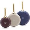 imageGreenPan Reserve Hard Anodized Healthy Ceramic Nonstick 8quot 10quot and 12quot 3 Piece Frying Pan Skillet Set Gold Handle Induction PFASFree Dishwasher Safe Oven Safe Twilight BlueMulti Color Mix