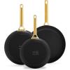 imageGreenPan Reserve Hard Anodized Healthy Ceramic Nonstick 8quot 10quot and 12quot 3 Piece Frying Pan Skillet Set Gold Handle PFASFree Dishwasher Safe Oven Safe TaupeBlack