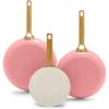 imageGreenPan Reserve Hard Anodized Healthy Ceramic Nonstick 8quot 10quot and 12quot 3 Piece Frying Pan Skillet Set Gold Handle PFASFree Dishwasher Safe Oven Safe TaupeCoral