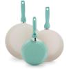 imageGreenPan Rio Hard Anodized Healthy Ceramic Nonstick 7quot 95quot and 11quot 3 Piece Frying Pan Skillet Set Soft Grip Handle PFASFree Dishwasher Safe Oven Safe Oxford BlueTurquoise