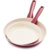 imageGreenPan Rio Hard Anodized Healthy Ceramic Nonstick 7quot 95quot and 11quot 3 Piece Frying Pan Skillet Set Soft Grip Handle PFASFree Dishwasher Safe Oven Safe Oxford BlueRed