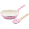 imageGreenPan Rio Healthy Ceramic Nonstick 8quot Frying Pan Skillet and Silicone Spatula Set Soft Grip Handle Breaktfast Meal Set PFASFree Dishwasher Safe Oven Safe RedPink