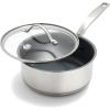 imageGreenPan Treviso 95 and 11 Frying Pan skillet Set NonToxic PFASFree Stainless Steel Ceramic Nonstick Coating Induction Suitable Multi Clad Pouring Rims Dishwasher ampamp Oven Safe to 60021 Quarts