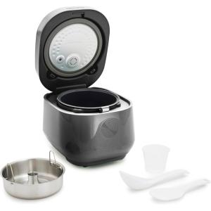 imageGreenPan Carb Reducing Electric Rice Cooker 4 Cups Uncooked8 Cooked Rice 10 Presets LED Display Healthier Meals Delay Timer PFASFree Ceramic Nonstick Removable Bowl Cool Touch Steam GraphiteGraphite