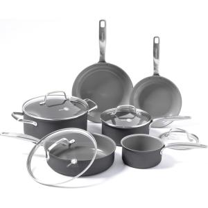 imageGreenPan Chatham Hard Anodized Healthy Ceramic Nonstick 10 Piece Cookware Pots and Pans Set Frying Pan Skillets Saucepans Saute Pan Stockpot Lids PFAS ampamp PFOAFree Dishwasher ampamp Oven Safe GrayGray