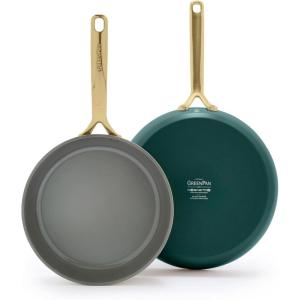 imageGreenPan GP5 Hard Anodized Healthy Ceramic Nonstick 95 ampamp 11 2 Piece Frying Pan Skillet SetHeavy Gauge Scratch ResistantStayFlat Surface Induction Mirror Finish HandleOven SafePFASFree BlueRainforest Green