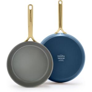 imageGreenPan GP5 Hard Anodized Healthy Ceramic Nonstick 95 ampamp 11 2 Piece Frying Pan Skillet SetHeavy Gauge Scratch ResistantStayFlat Surface Induction Mirror Finish HandleOven SafePFASFree BlueBlue