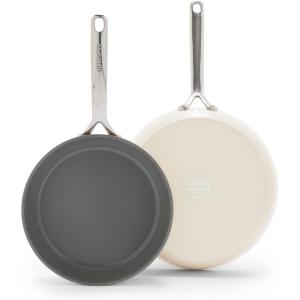 imageGreenPan GP5 Hard Anodized Healthy Ceramic Nonstick 95 ampamp 11 2 Piece Frying Pan Skillet SetHeavy Gauge Scratch ResistantStayFlat Surface Induction Mirror Finish HandleOven SafePFASFree BlueCream