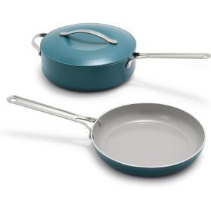 imageGreenPan Nova 10 Frying Pan Skillet and 437QT Saut Pan with Lid Oprahs Favorite Things 2024 PFASFree Ceramic Nonstick Induction Suitable Sear Fry Broil Dishwasher ampamp Oven Safe Deep TealDeep Teal