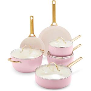 imageGreenPan Reserve Hard Anodized Healthy Ceramic Nonstick 20 cm and 26 cm Frying Pan Skillet Set Gold Handle PFASFree Induction Suitable Oven Safe Blush PinkBlush Pink