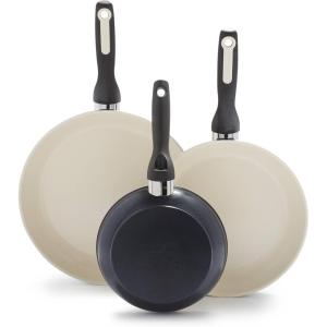 imageGreenPan Rio Hard Anodized Healthy Ceramic Nonstick 7quot 95quot and 11quot 3 Piece Frying Pan Skillet Set Soft Grip Handle PFASFree Dishwasher Safe Oven Safe Oxford BlueBlack
