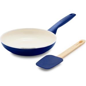 imageGreenPan Rio Healthy Ceramic Nonstick 8quot Frying Pan Skillet and Silicone Spatula Set Soft Grip Handle Breaktfast Meal Set PFASFree Dishwasher Safe Oven Safe RedOxford Blue