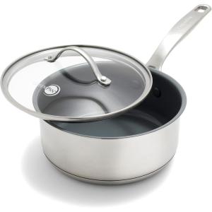 imageGreenPan Treviso 95 and 11 Frying Pan skillet Set NonToxic PFASFree Stainless Steel Ceramic Nonstick Coating Induction Suitable Multi Clad Pouring Rims Dishwasher ampamp Oven Safe to 60021 Quarts