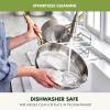 imageGreenPan 11 Piece Stainless Steel Cookware Set Induction Ready TriPly Multiclad Pots ampamp Pans with Lids Compatible on All Cooktops Measurement Markings Dishwasher ampamp Oven SafeSwift Silver HandlesStainless Steel Gold
