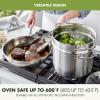 imageGreenPan 11 Piece Stainless Steel Cookware Set Induction Ready TriPly Multiclad Pots ampamp Pans with Lids Compatible on All Cooktops Measurement Markings Dishwasher ampamp Oven SafeSwift Silver HandlesStainless Steel