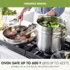 imageGreenPan 11 Piece Stainless Steel Cookware Set Induction Ready TriPly Multiclad Pots ampamp Pans with Lids Compatible on All Cooktops Measurement Markings Dishwasher ampamp Oven SafeSwift Silver HandlesStainless Steel Gold