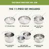 imageGreenPan 11 Piece Stainless Steel Cookware Set Induction Ready TriPly Multiclad Pots ampamp Pans with Lids Compatible on All Cooktops Measurement Markings Dishwasher ampamp Oven SafeSwift Silver HandlesStainless Steel
