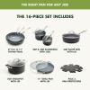 imageGreenPan 16 Piece Valencia Pro Ceramic Nonstick Cookware Set PFASFree Induction Ready Hard Anodized Pots ampamp Pans with Lids Compatible on All Cooktops Dishwasher ampamp Oven Safe GrayGray
