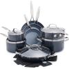 imageGreenPan 16 Piece Valencia Pro Ceramic Nonstick Cookware Set PFASFree Induction Ready Hard Anodized Pots ampamp Pans with Lids Compatible on All Cooktops Dishwasher ampamp Oven Safe GrayGray