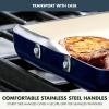 imageGreenPan 18quot x 11quot Double Burner Griddle Pan Hard Anodized Healthy Ceramic Nonstick PFASFree Stainless Steel Handles Stovetop Cooking Dishwasher Safe Oven ampamp Broiler Safe Cookware BlackOxford Blue