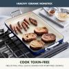 imageGreenPan 18quot x 11quot Double Burner Griddle Pan Hard Anodized Healthy Ceramic Nonstick PFASFree Stainless Steel Handles Stovetop Cooking Dishwasher Safe Oven ampamp Broiler Safe Cookware BlackOxford Blue