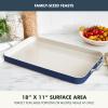 imageGreenPan 18quot x 11quot Double Burner Griddle Pan Hard Anodized Healthy Ceramic Nonstick PFASFree Stainless Steel Handles Stovetop Cooking Dishwasher Safe Oven ampamp Broiler Safe Cookware BlackOxford Blue