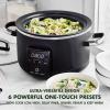 imageGreenPan 6in1 4QT Electric Ceramic Slow Cooker with Glass Lid Multifunction Presets Hard Anodized PFASFree Removeable Nonstick Crock Dishwasher Safe Auto Warm Delay Timer Stews Reheat Black