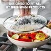 imageGreenPan 8quot Tempered Glass Lid for Pots and Pans Cookware GoldTone Handle with Matte Finish Dishwasher and Oven SafeGold