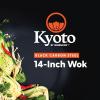 imageGreenPan Carbon Steel Wok 14 Flat Bottom Durable StirFry Pan PreSeasoned Nonstick Patina High Heat Retention Induction Ash Wood Handle Kyoto BlackBlack
