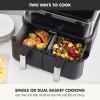 imageGreenPan Clearview 10QT Double Air Fryer 360 Clear Window PFASFree Ceramic Nonstick 5QT Drawers ampamp Trays Dual Cooking 12Presets Shake Reminder Keep Warm Dishwasher Safe PartsBlack