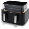 imageGreenPan Clearview 10QT Double Air Fryer 360 Clear Window PFASFree Ceramic Nonstick 5QT Drawers ampamp Trays Dual Cooking 12Presets Shake Reminder Keep Warm Dishwasher Safe PartsBlack