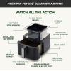 imageGreenPan Clearview 10QT Double Air Fryer 360 Clear Window PFASFree Ceramic Nonstick 5QT Drawers ampamp Trays Dual Cooking 12Presets Shake Reminder Keep Warm Dishwasher Safe PartsBlack