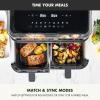 imageGreenPan Clearview 10QT Double Air Fryer 360 Clear Window PFASFree Ceramic Nonstick 5QT Drawers ampamp Trays Dual Cooking 12Presets Shake Reminder Keep Warm Dishwasher Safe PartsBlack